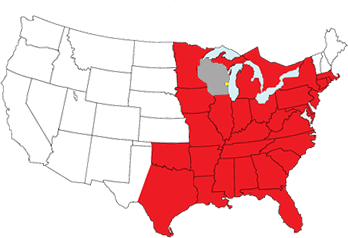 Map of logistic services coverage